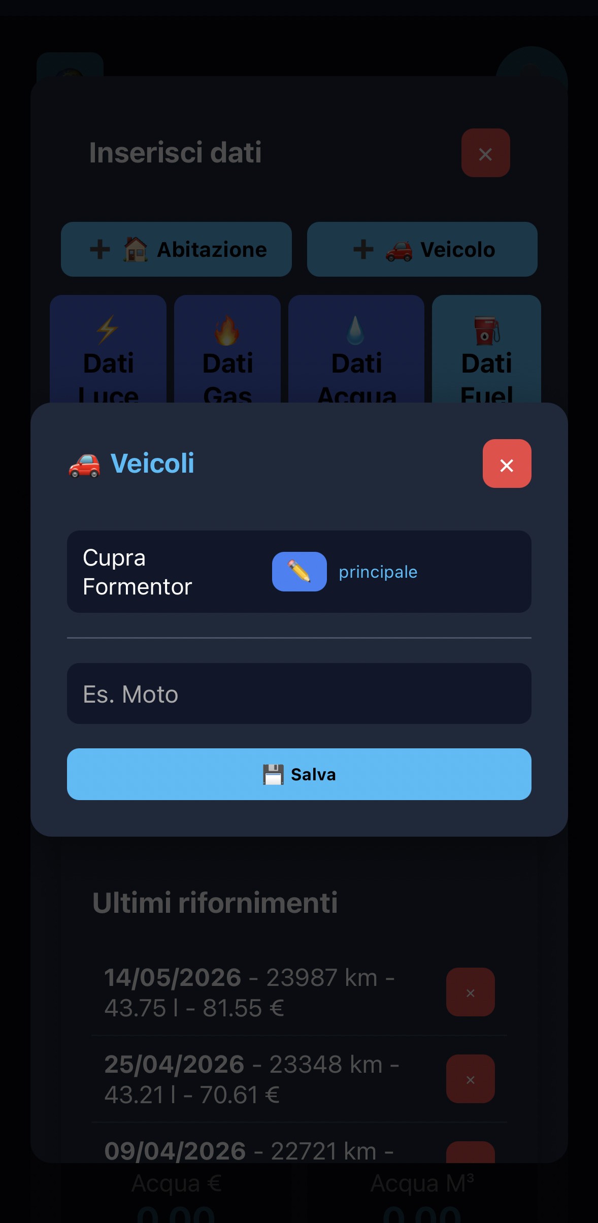 Gestisci veicoli